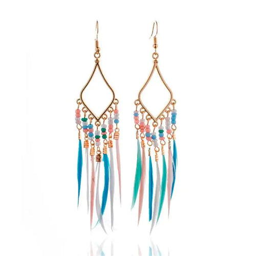 Load image into Gallery viewer, Tassels Feather Earrings
