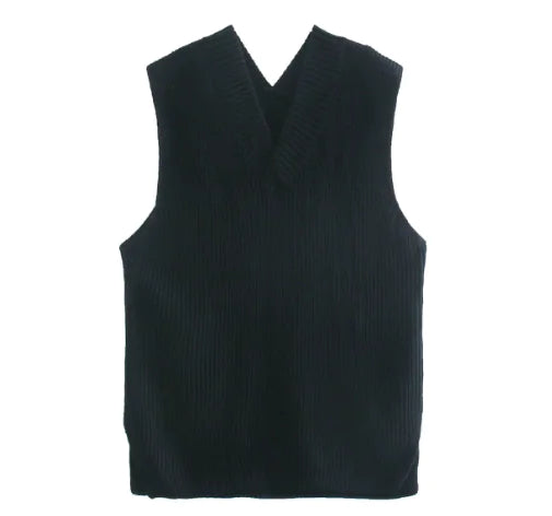 V-neck Knitted Sleeveless Vest